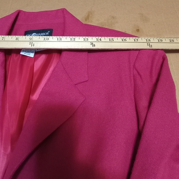 100% Wool Sag Harbor One Front Button Lined Women's Pink Suit Jacket Size 18 - Picture 7 of 10